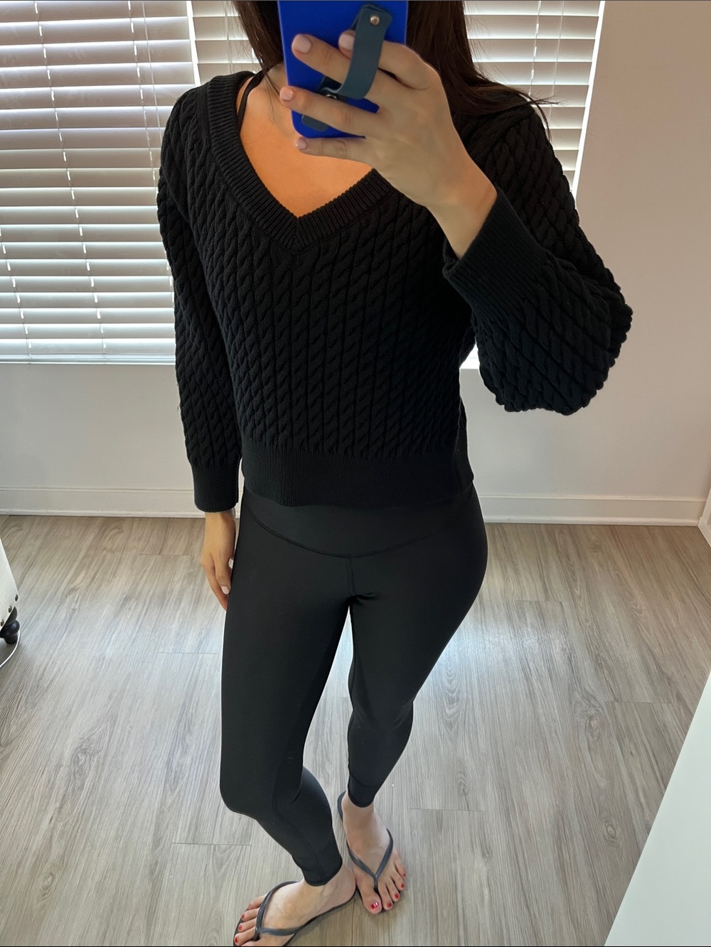 Alexander Wang V Neck Black Cable Knit Sweater